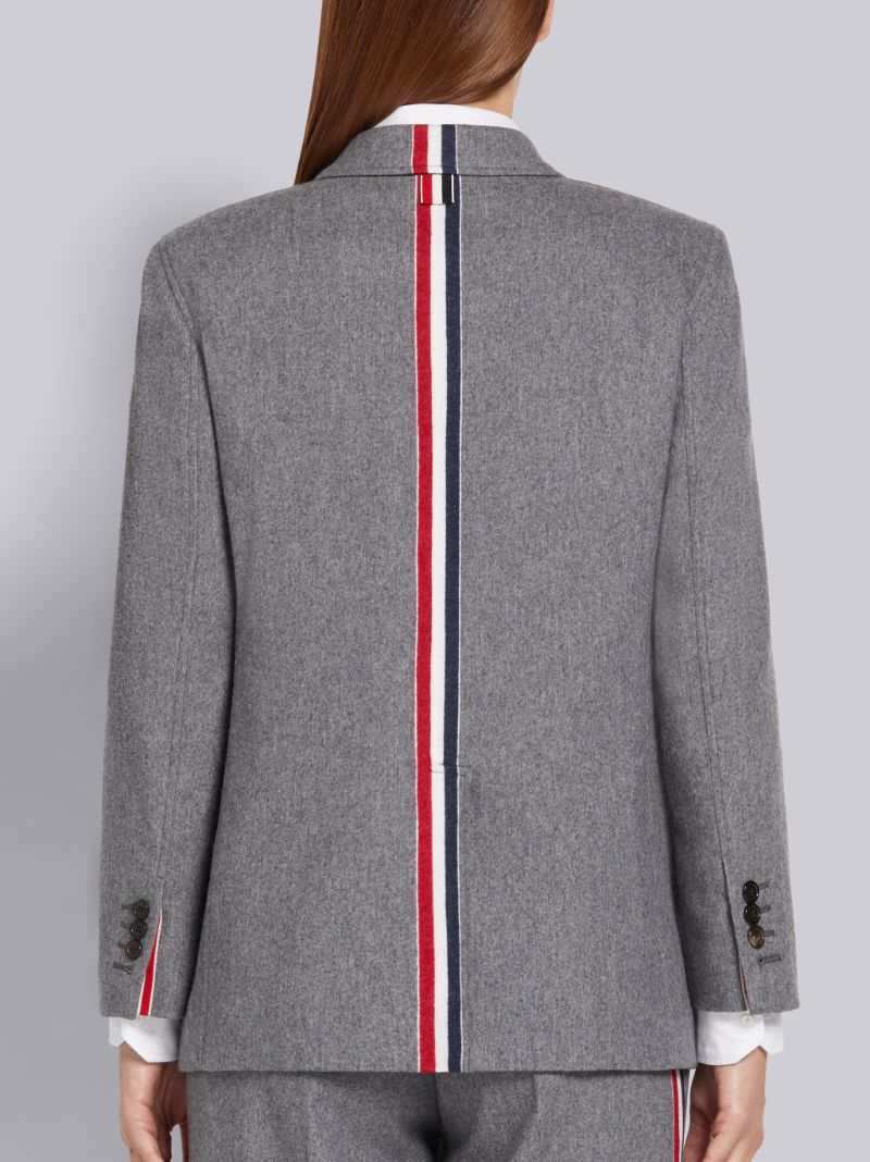 Medium Grey Lightweight Boiled Wool Engineered Stripe Sack Jacket
