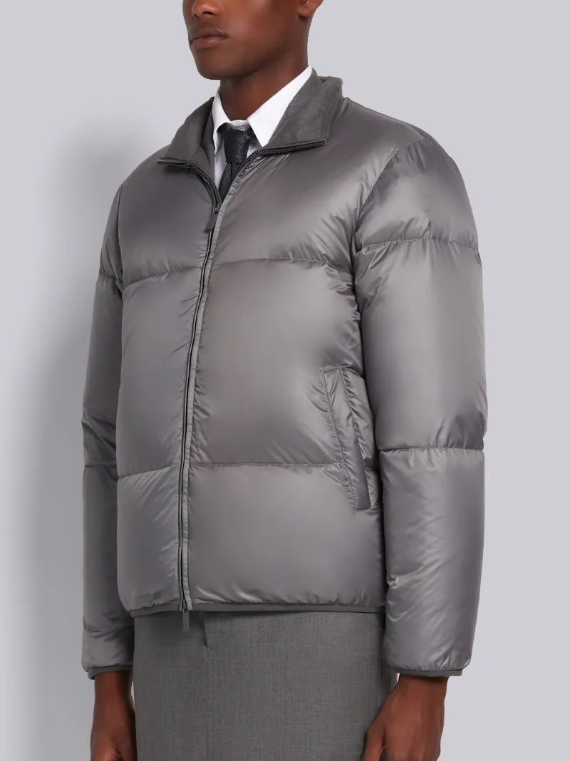 Thom Browne - Merino and Jersey Padded Reversible 4-Bar Funnel Neck Jacket - 0 - Grey - Male