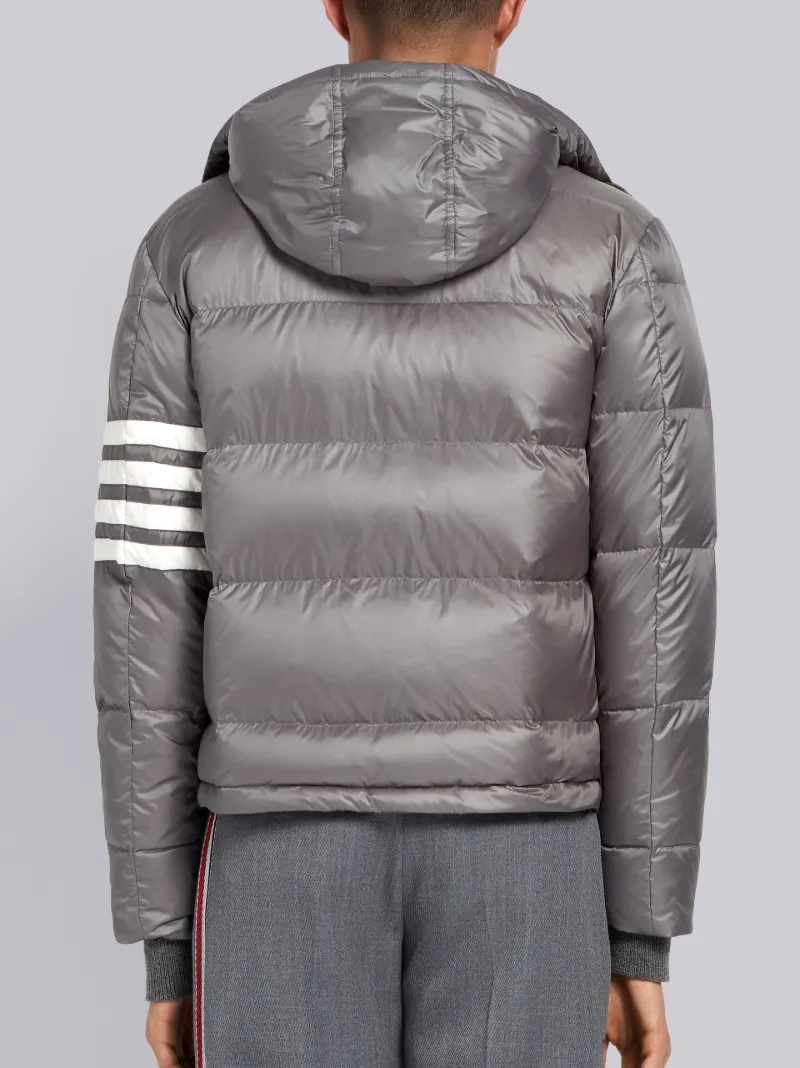 Medium Grey Matte Nylon 4-Bar Down Bomber Jacket