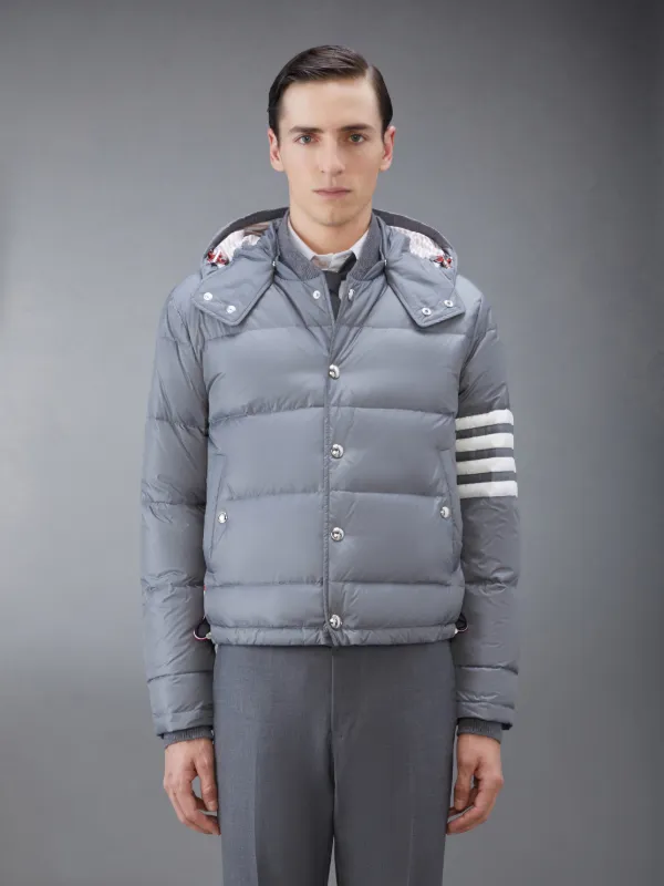 Medium Grey Matte Nylon 4-Bar Down Bomber Jacket