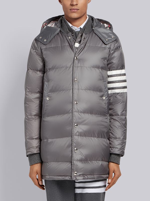 Medium Grey Matte Nylon 4-Bar Down Coat