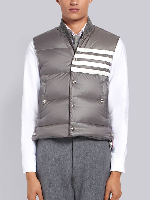 Medium Grey Matte Nylon 4-Bar Down Vest