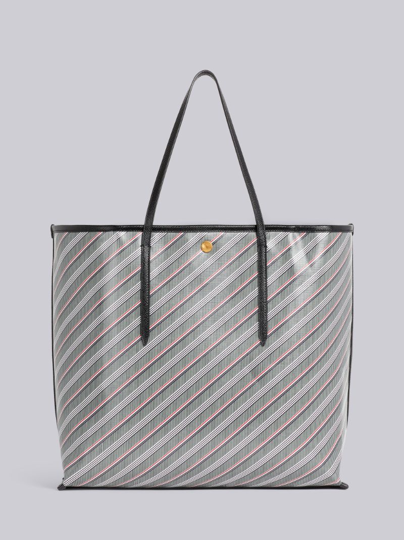 Medium Grey Monogram Coated Canvas Icon Button Soft Tote