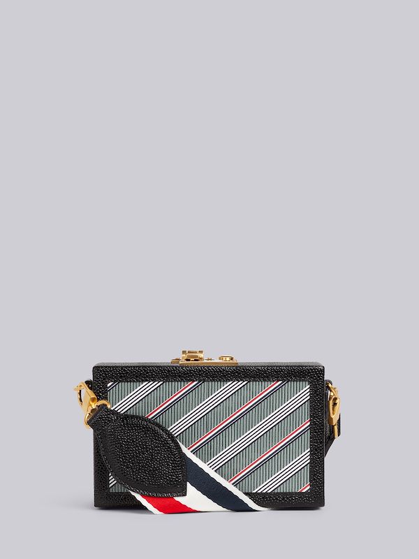 Medium Grey Monogram Coated Canvas Leather Frame Mini Trunk Clutch
