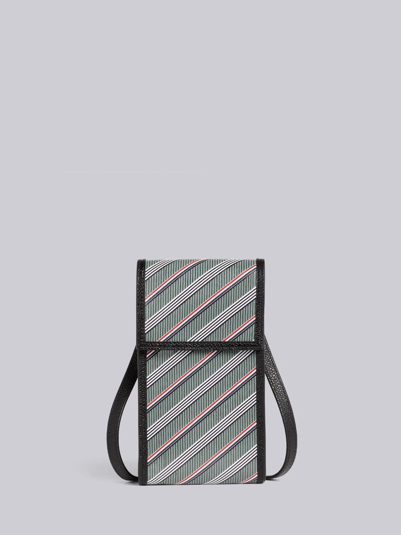 Medium Grey Monogram Coated Canvas Phone Holder With Flap Thom Browne