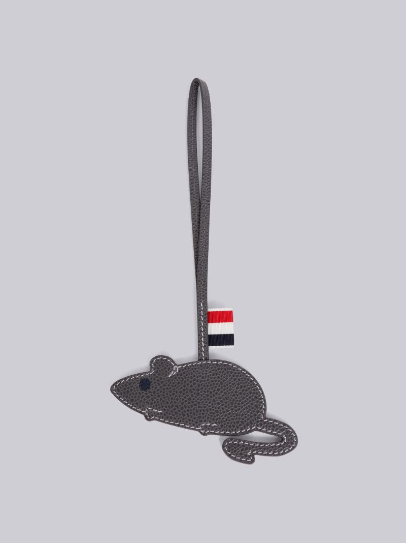 Medium Grey Pebbled Calfskin Mouse Charm