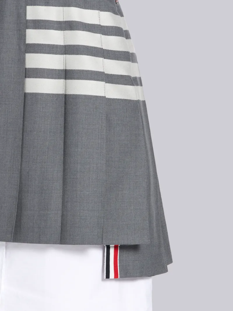 Medium Grey Plain Weave Mini Pleated 4-Bar Skirt