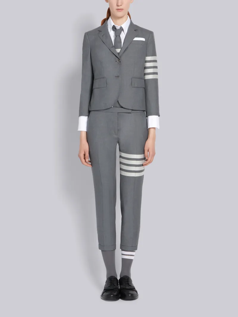 Medium Grey Plain Weave Skinny 4-Bar Trouser