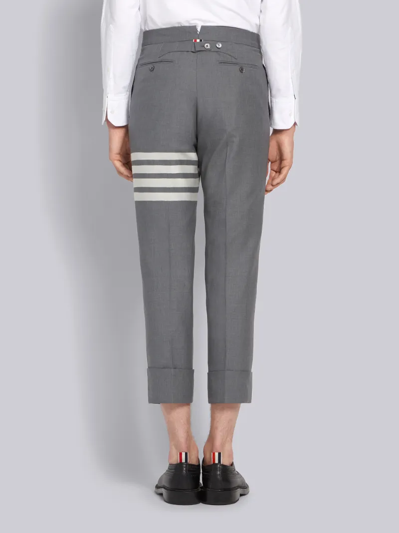 Medium Grey Plain Weave Suiting Classic 4-Bar Trouser