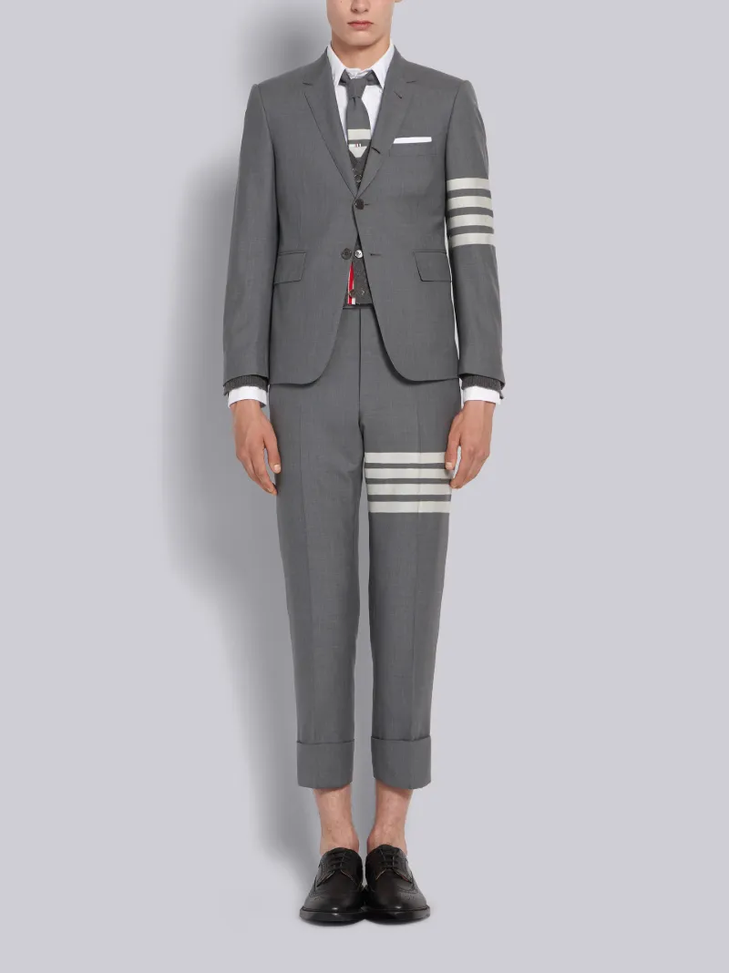 Medium Grey Plain Weave Suiting Classic 4-Bar Trouser