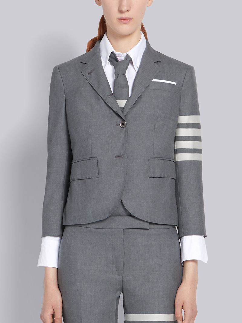 MEDIUM GREY PLAIN WEAVE SUITING ENGINEERED 4-BAR HIGH ARMHOLE JACKET