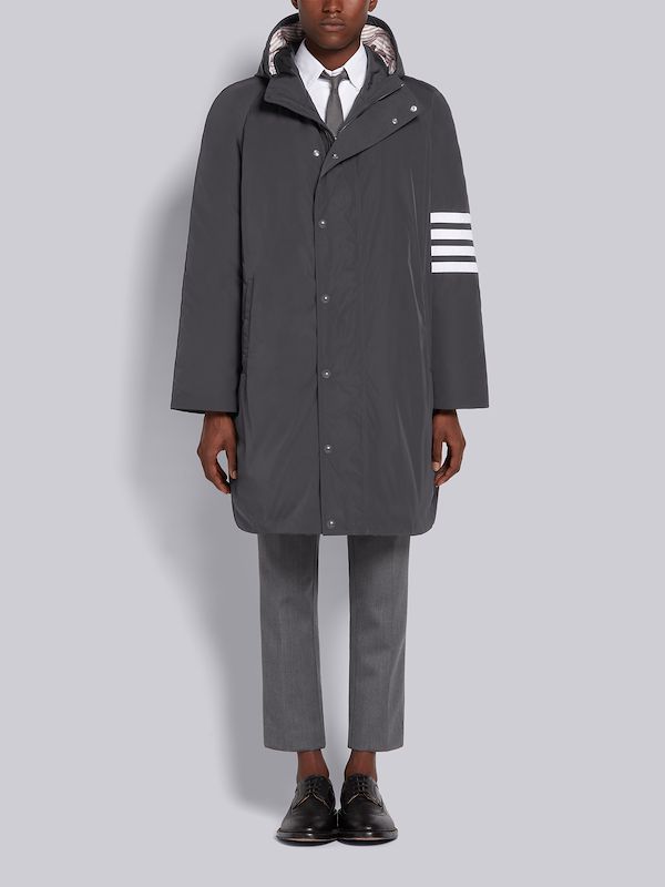Medium Grey Poly Twill Downfill Hooded Football 4-Bar Parka