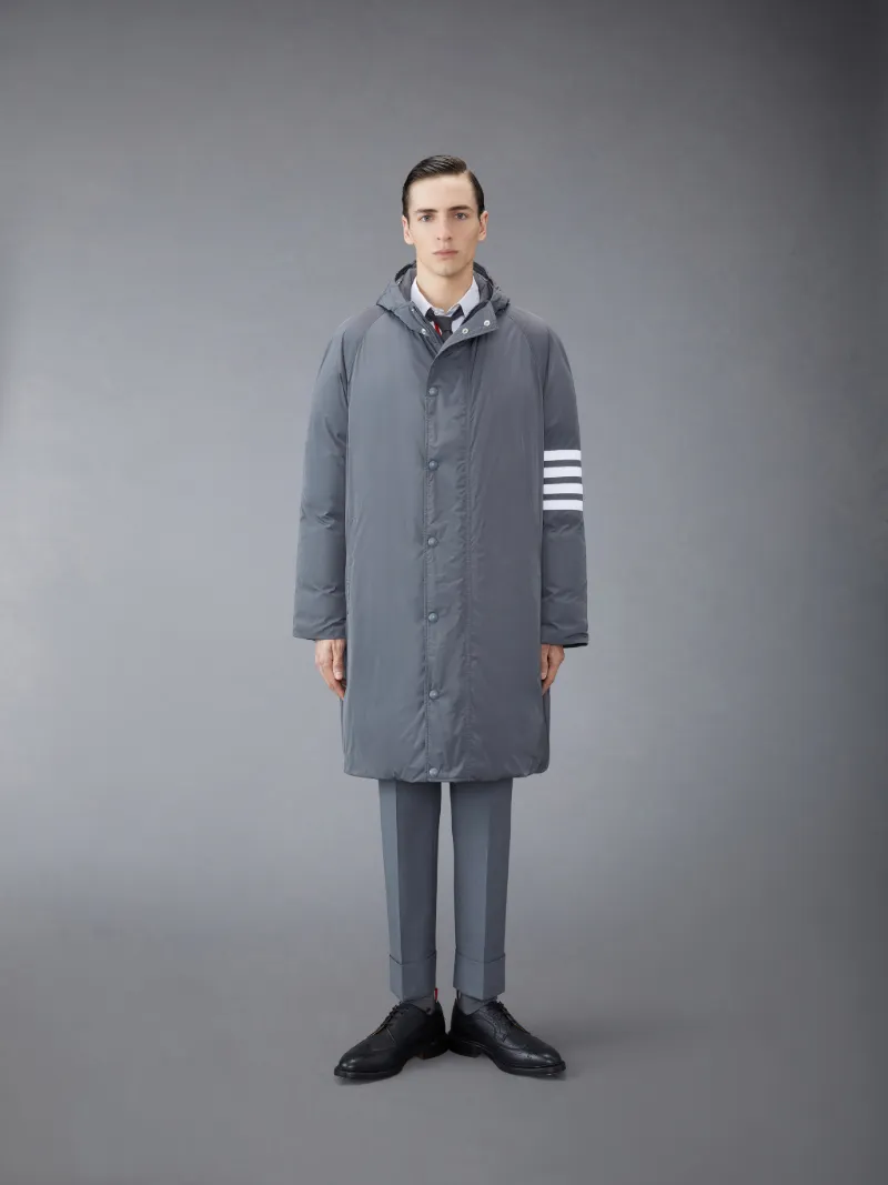 Medium Grey Poly Twill Downfill Hooded Football 4-Bar Parka Medium Grey Poly Twill Downfill Hooded Football 4-Bar Parka