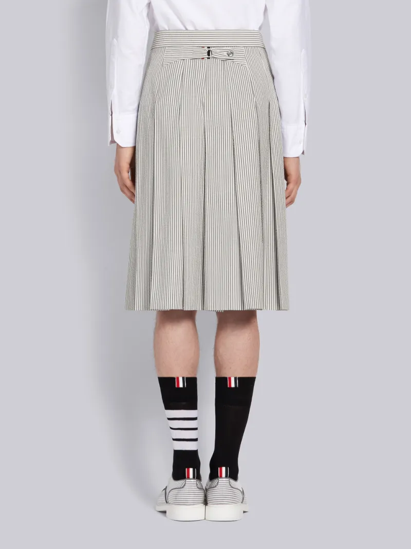 Medium Grey Seersucker Pleated Skirt | Thom Browne Official