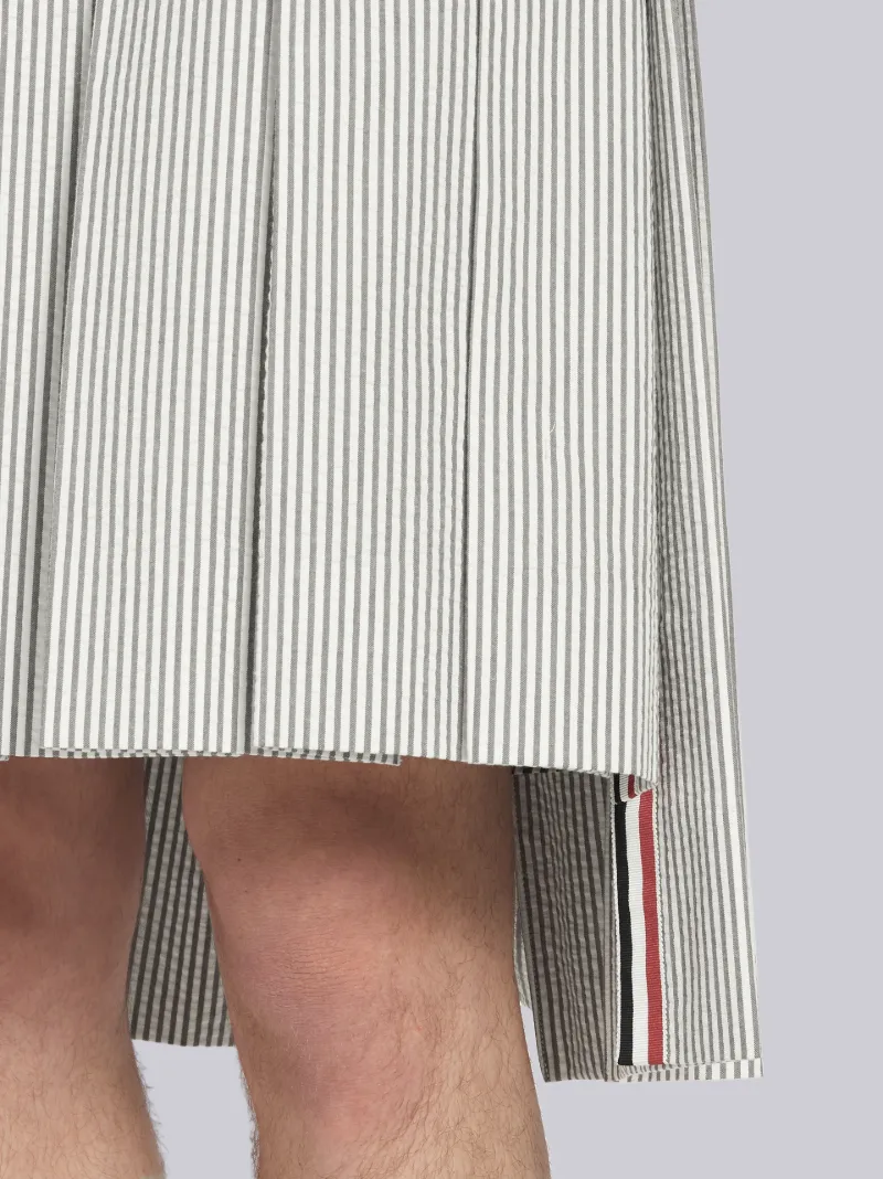 Medium Grey Seersucker Pleated Skirt | Thom Browne Official