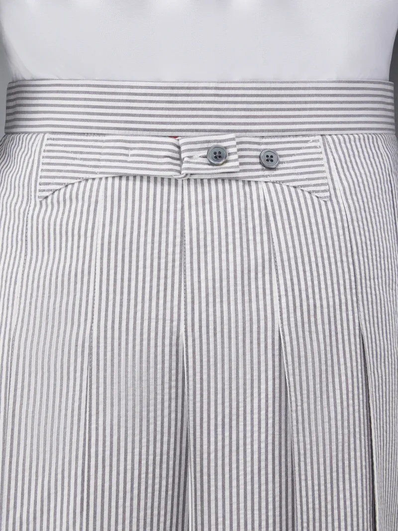 Medium Grey Seersucker Pleated Skirt Medium Grey Seersucker Pleated Skirt