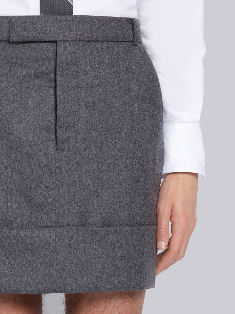 Medium Grey Solid Wool Mid-thigh Skirt