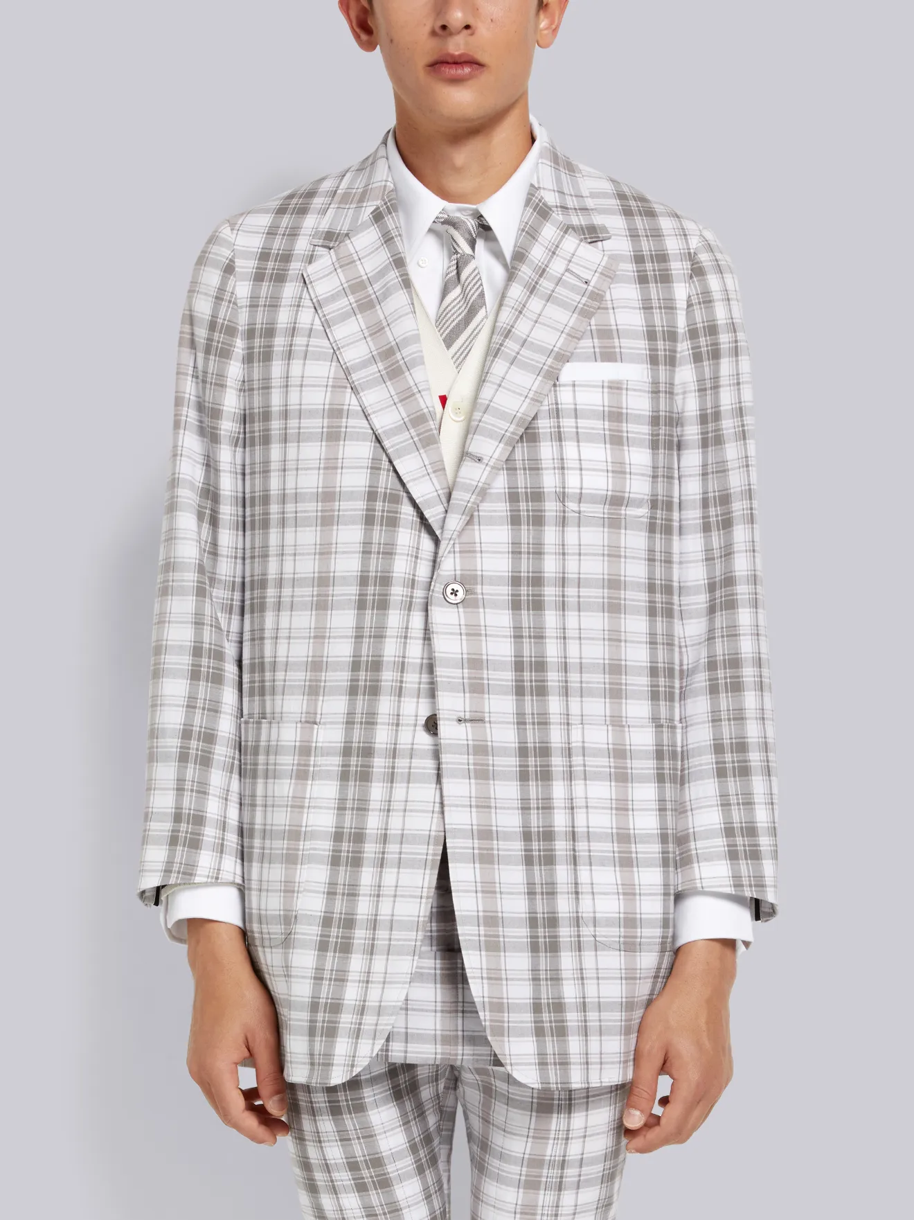 striped shirt checkered jacket