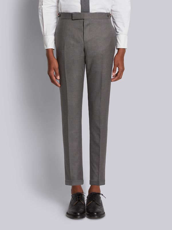 Medium Grey Super 120s Twill Low Rise Skinny Side Tab Trouser