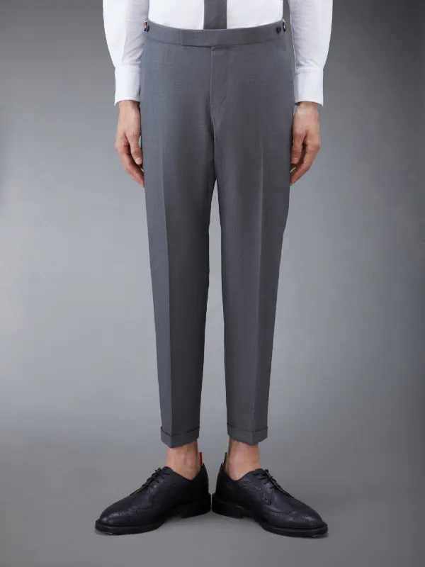 Medium Grey Super 120s Twill Low Rise Skinny Side Tab Trouser