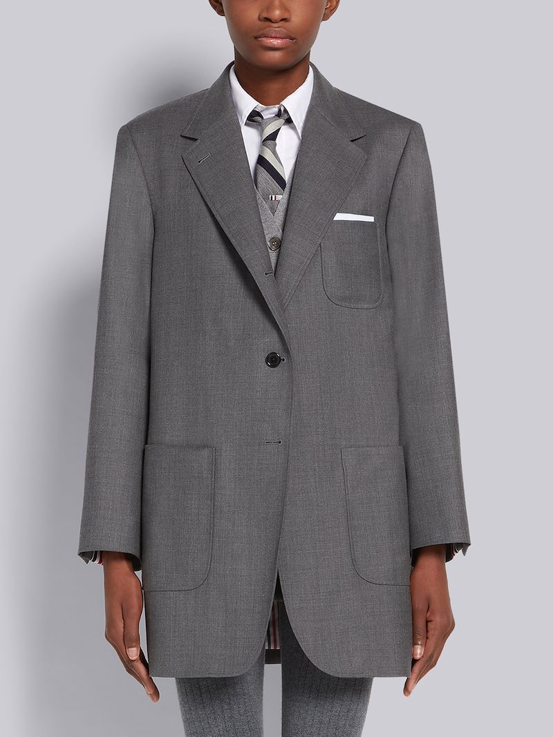 Medium Grey Super 120's Twill Oversized Sack Sport Coat