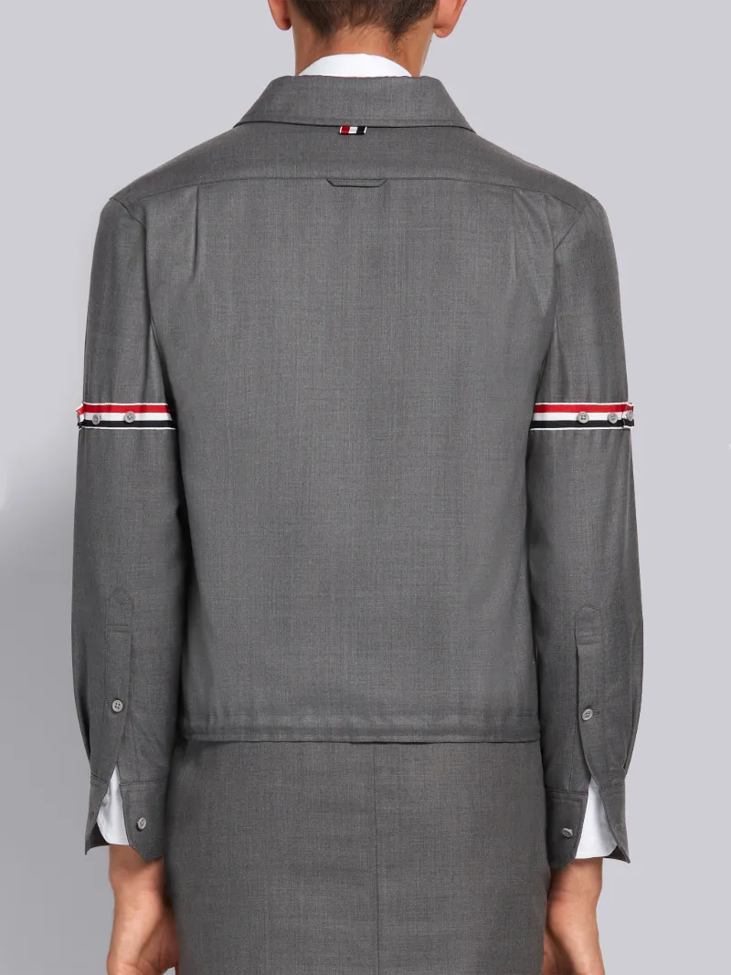 Thom Browne - Medium Grey Super 120s Wool Twill Armband Zip-Up Shirt Jacket - 4 - Grey - Male