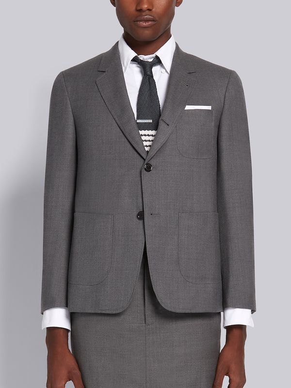 Medium Grey Super 120s Wool Twill Sack Jacket