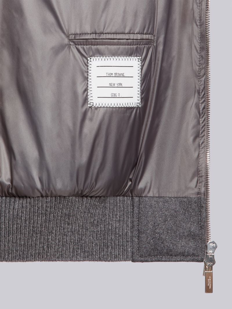 Medium Grey Tech Down Wool Flannel Tonal 4-Bar Relaxed Blouson Jacket