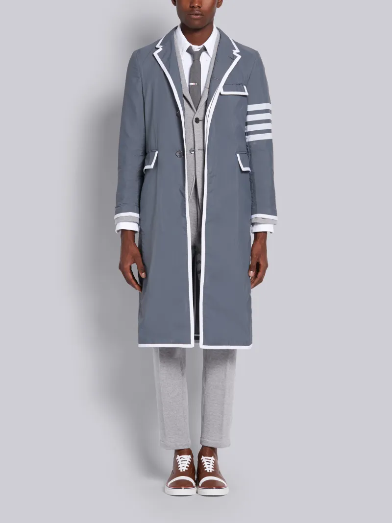 Medium Grey Unconstructed Contrastig 4-Bar Overcoat