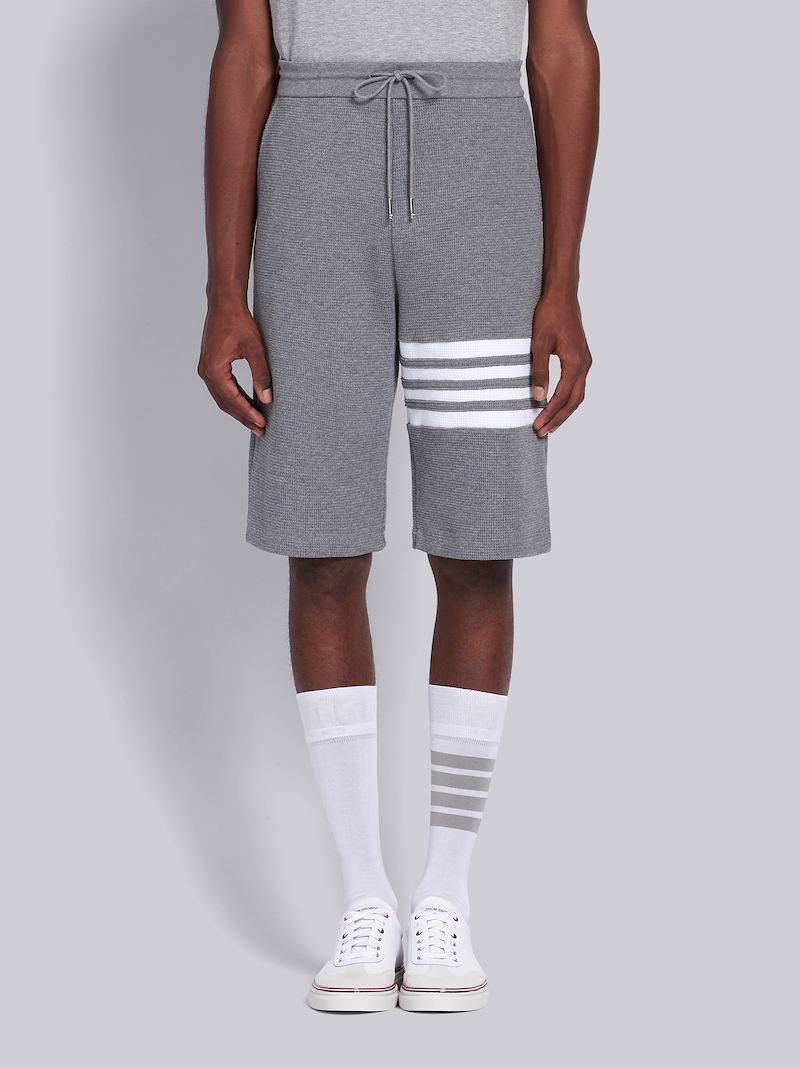 Medium Grey Waffle 4-Bar Stripe Sweatshorts