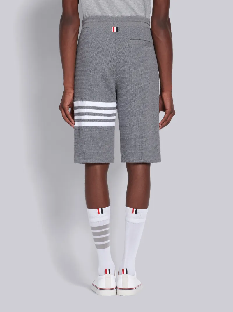 Medium Grey Waffle 4-Bar Stripe Sweatshorts