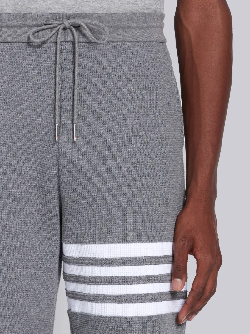 Medium Grey Waffle 4-Bar Stripe Sweatshorts