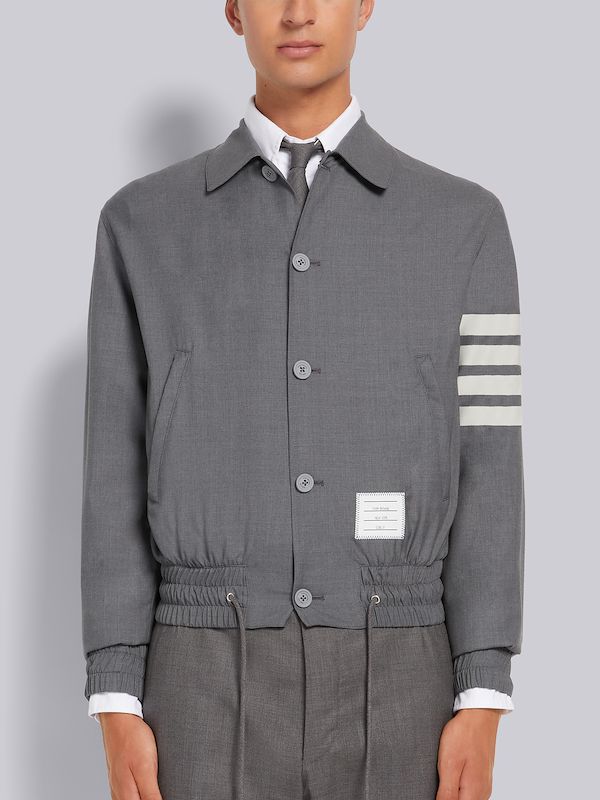 Medium Grey Wool 4-Bar Drawstring Waist Blouson Jacket