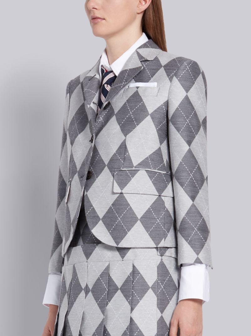 Medium Grey Wool Argyle High Armhole Jacket