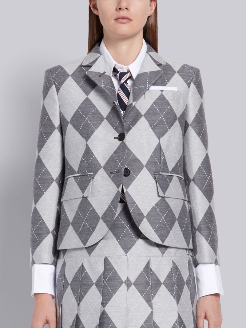 Medium Grey Wool Argyle High Armhole Jacket