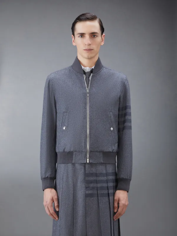 Medium Grey Wool Cashmere Flannel Blouson Tonal 4-Bar Jacket