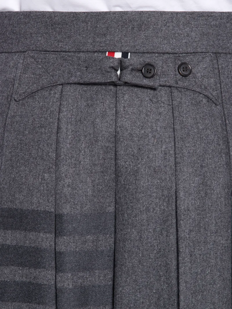 Medium Grey Wool Cashmere Flannel Knee Length Pleated 4-Bar Skirt