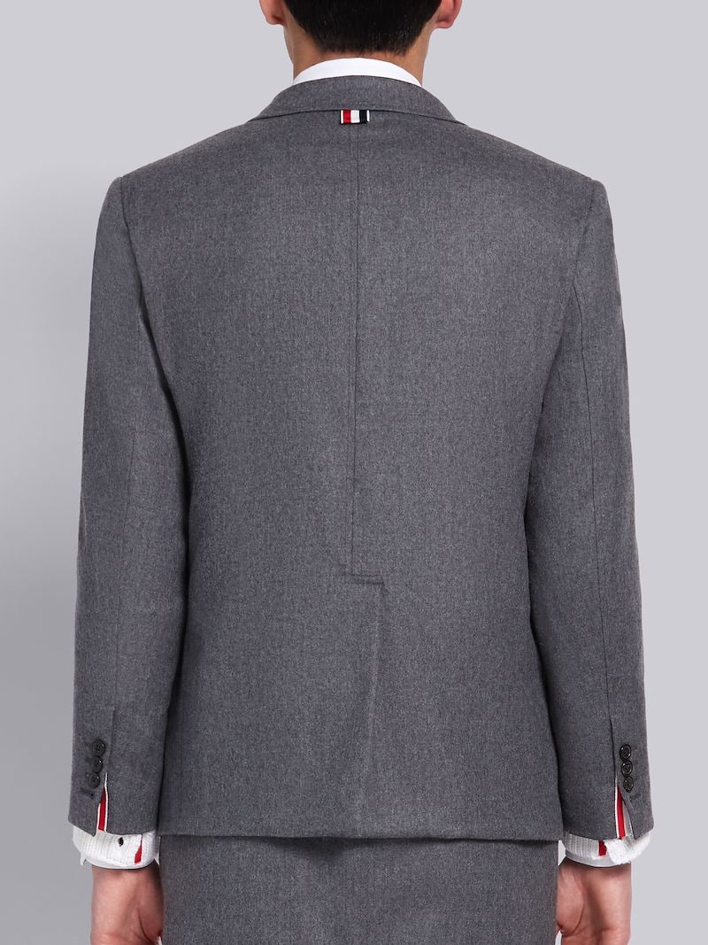 Medium Grey Wool Flannel Double Breasted Sack Jacket