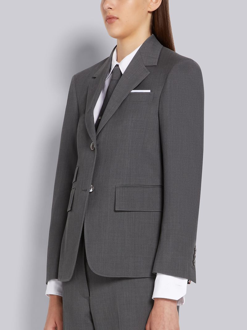 Medium Grey Wool Pique Suiting Single Vent Jacket