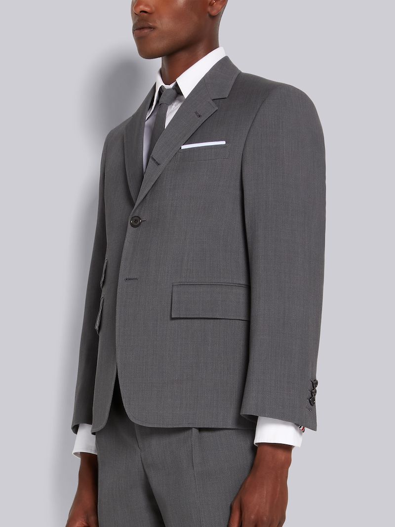 Medium Grey Wool Pique Suiting Single Vent Jacket