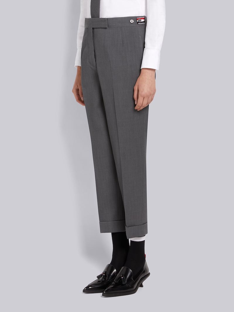 Medium Grey Wool Pique Suiting Slim Low Rise Trouser