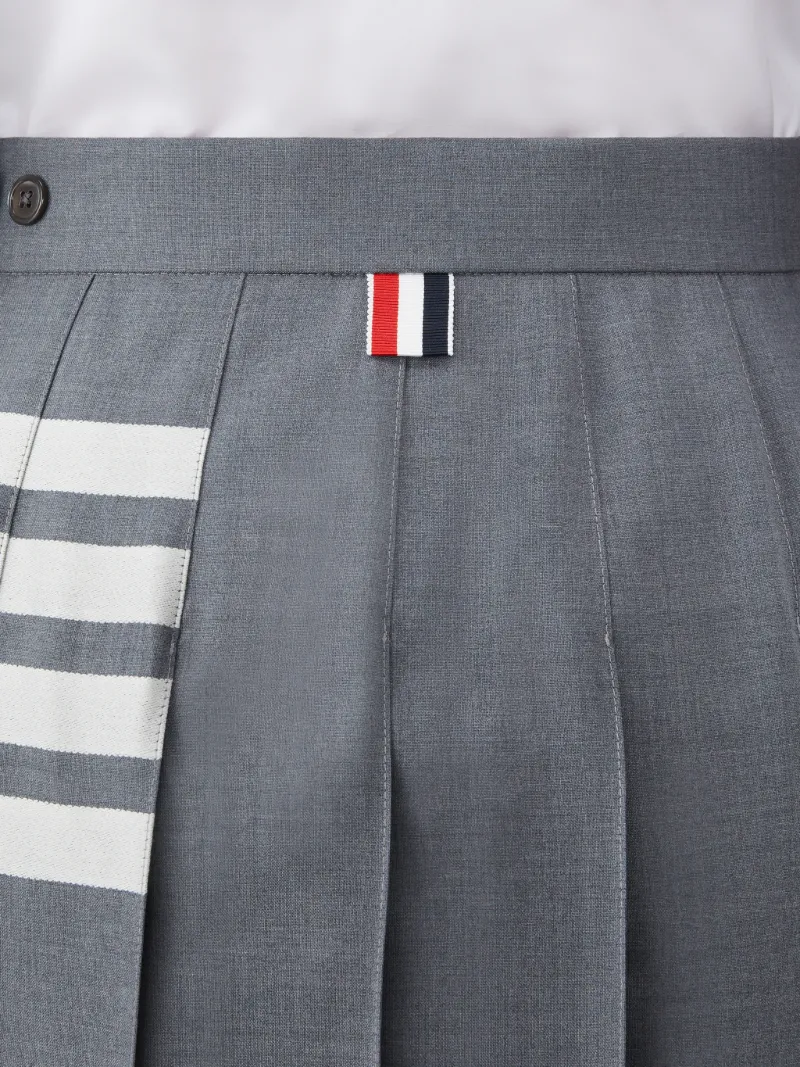 Medium Grey Wool Plain Weave Pleated 4-Bar Skirt Medium Grey Wool Plain Weave Pleated 4-Bar Skirt
