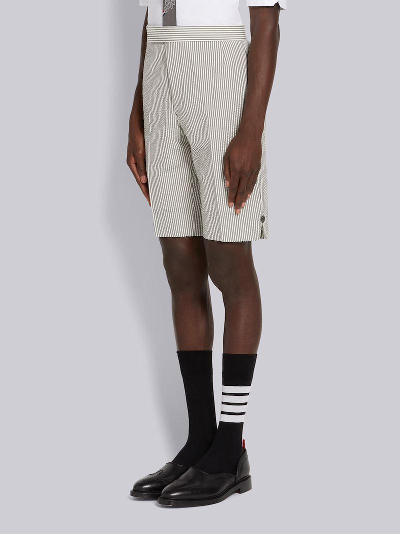 Medium Grey Wool Seersucker Classic Backstrap Short