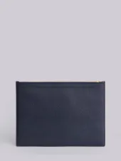 Medium Zipper Document Holder (35x25 cm) With Contrast 4-Bar Stripe In Pebble Grain & Calf Leather