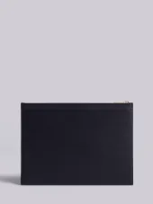 Medium Zipper Document Holder (35X25 Cm) With Red, White And Blue Vertical Stripe In Perforated Pebble Grain & Calf Leather