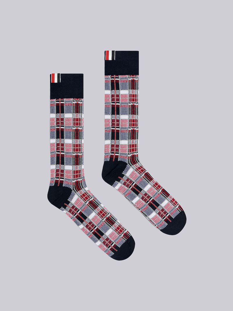 Mercerized Cotton Madras Mid Calf Socks