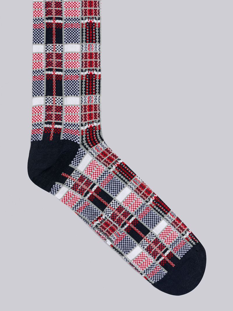 Mercerized Cotton Madras Mid Calf Socks