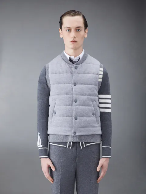 Thom Browne - Merino and Jersey Padded Reversible 4-Bar Funnel Neck Jacket - 0 - Grey - Male