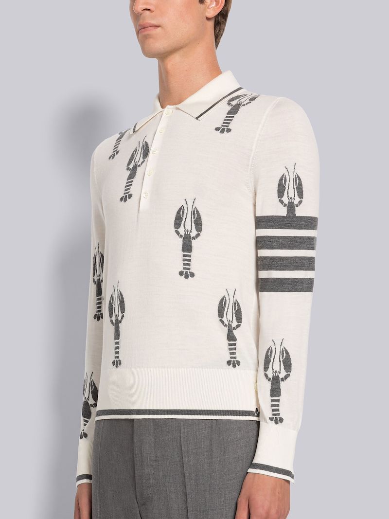 Merino Lobster 4-Bar Long Sleeve Polo