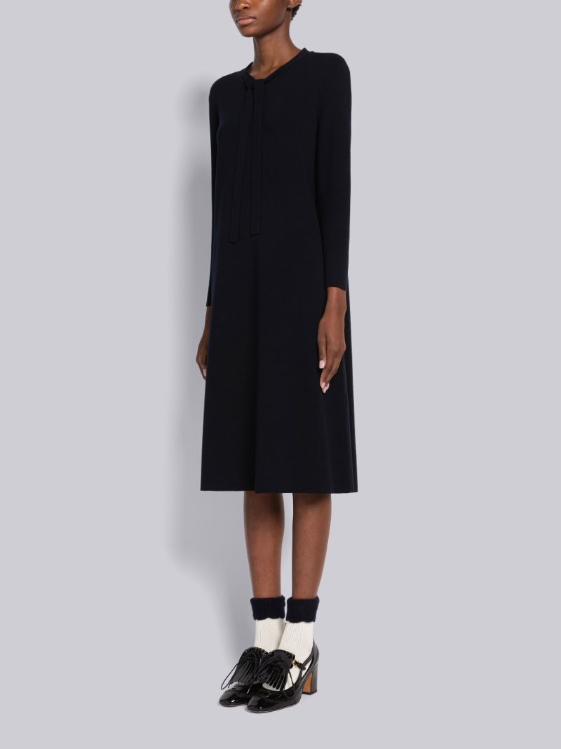 Merino Tie Neck A-line Dress